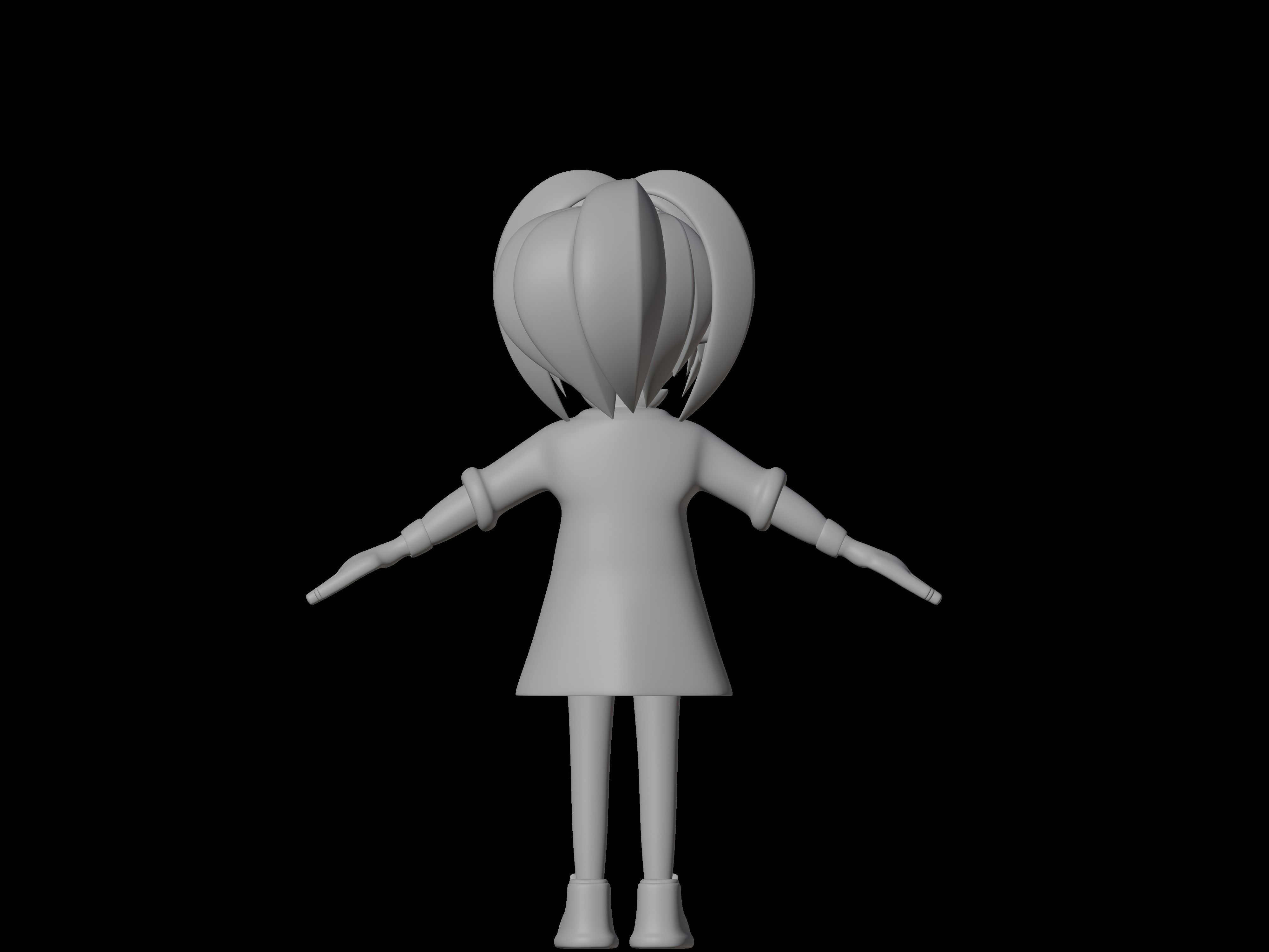 female cartoon characters base mesh Low-poly 3D model_15