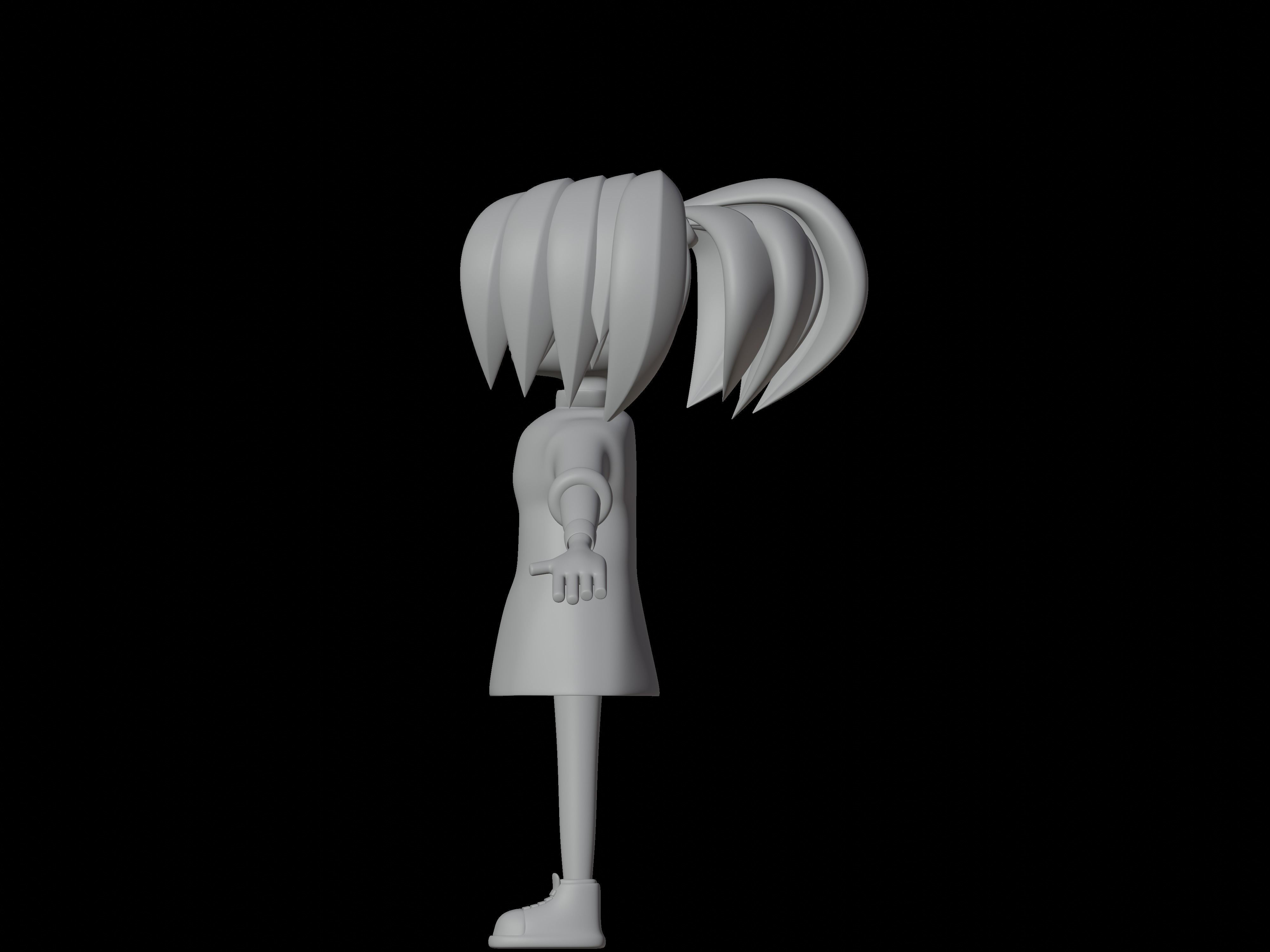 female cartoon characters base mesh Low-poly 3D model_13