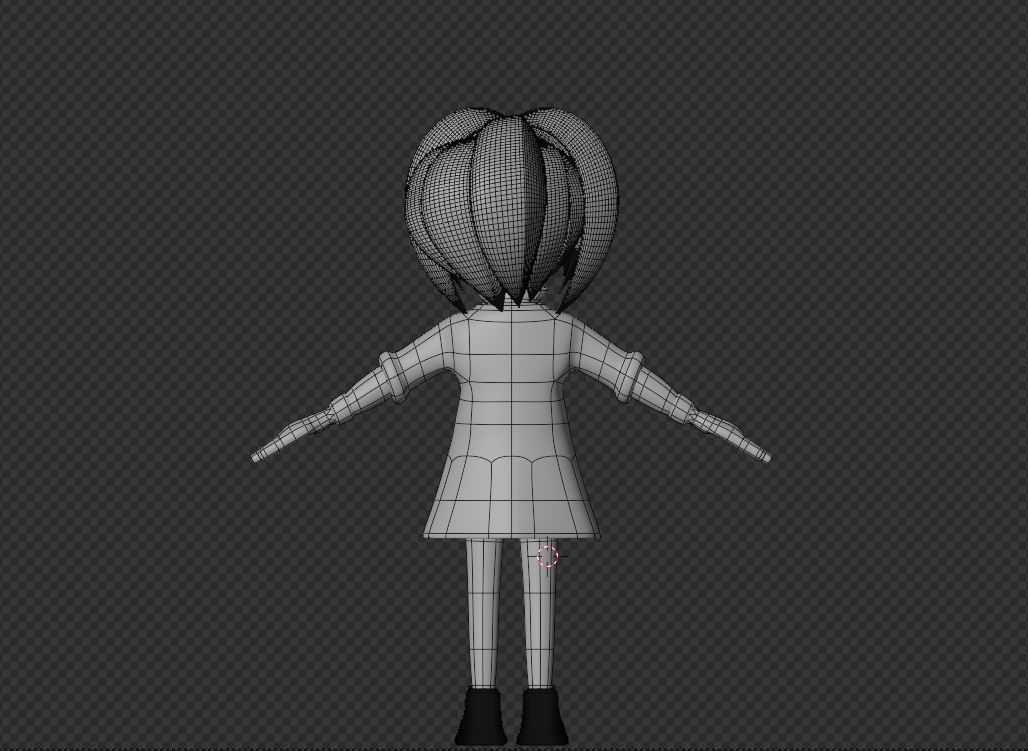 female cartoon characters base mesh Low-poly 3D model_19