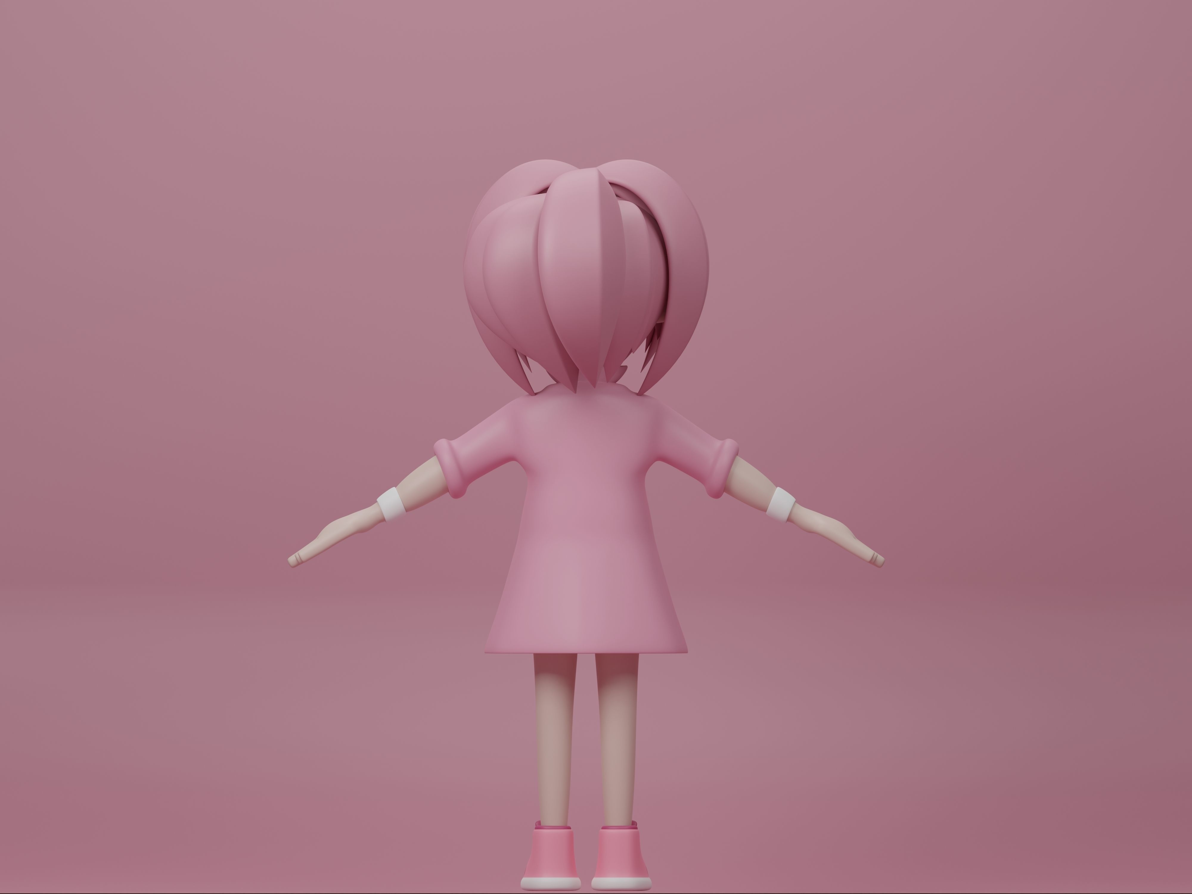 female cartoon characters base mesh Low-poly 3D model_5