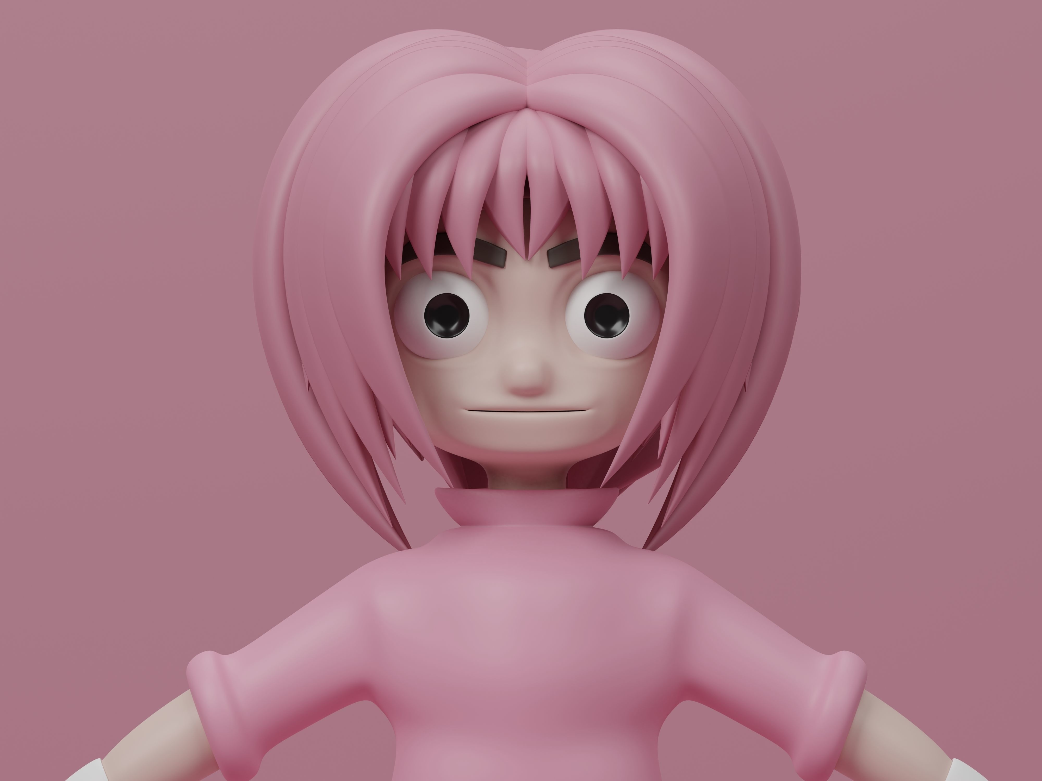female cartoon characters base mesh Low-poly 3D model_6