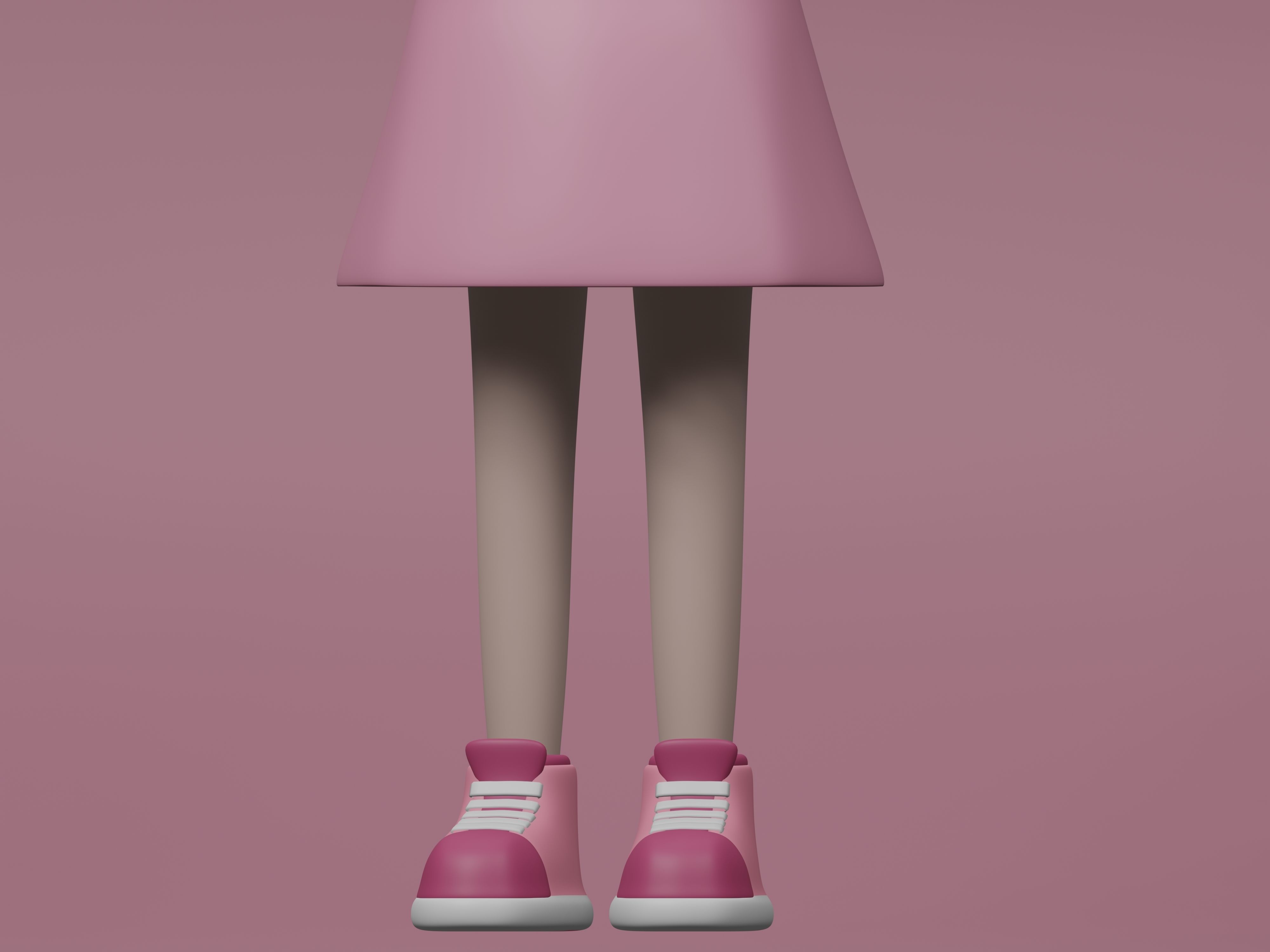 female cartoon characters base mesh Low-poly 3D model_8
