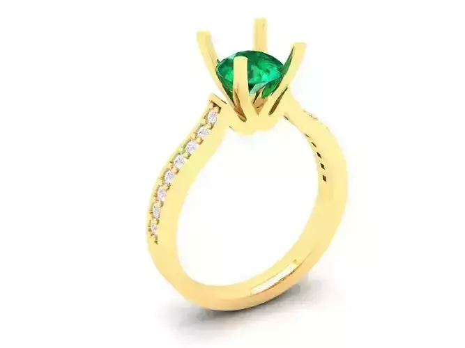 Solitaire Emerald Diamond Engagement Ring for Women 522