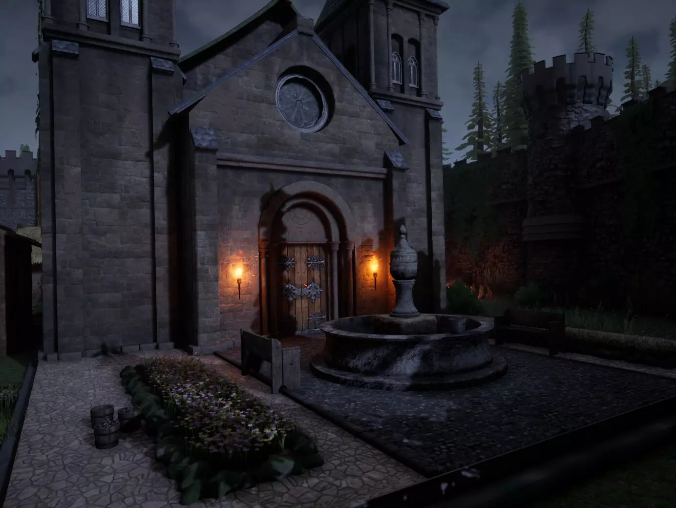 Sighiskor Village - Church Modular Props Low-poly 3D model_0