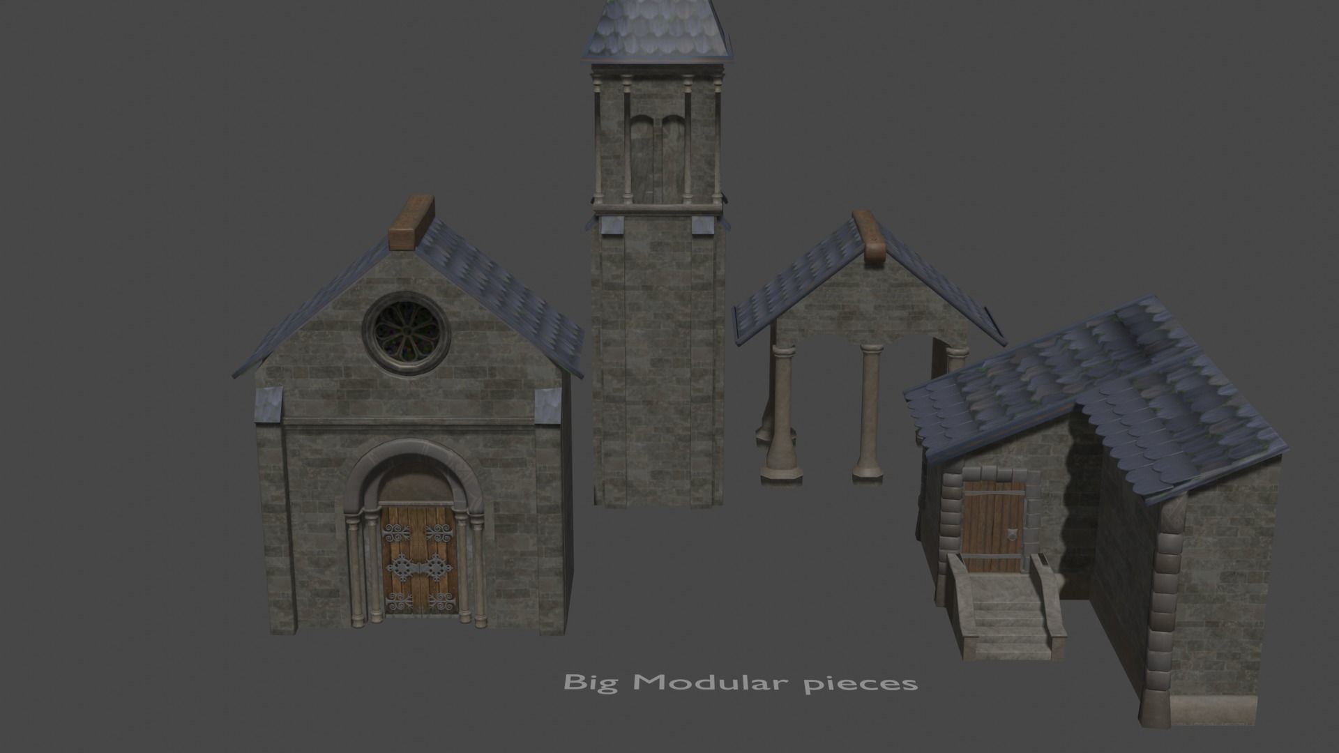 Sighiskor Village - Church Modular Props Low-poly 3D model_1