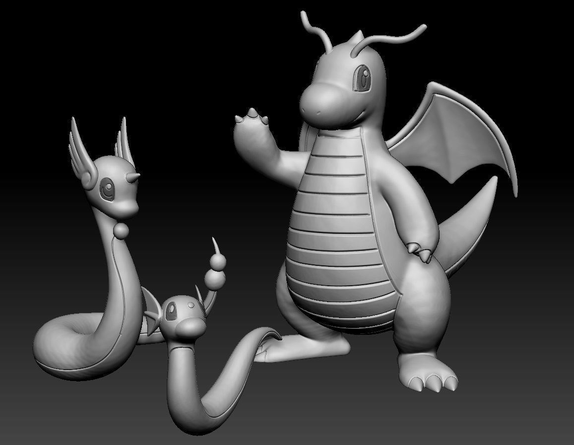 Pokemon Dratini Dragonair Dragonite 3D print model_4