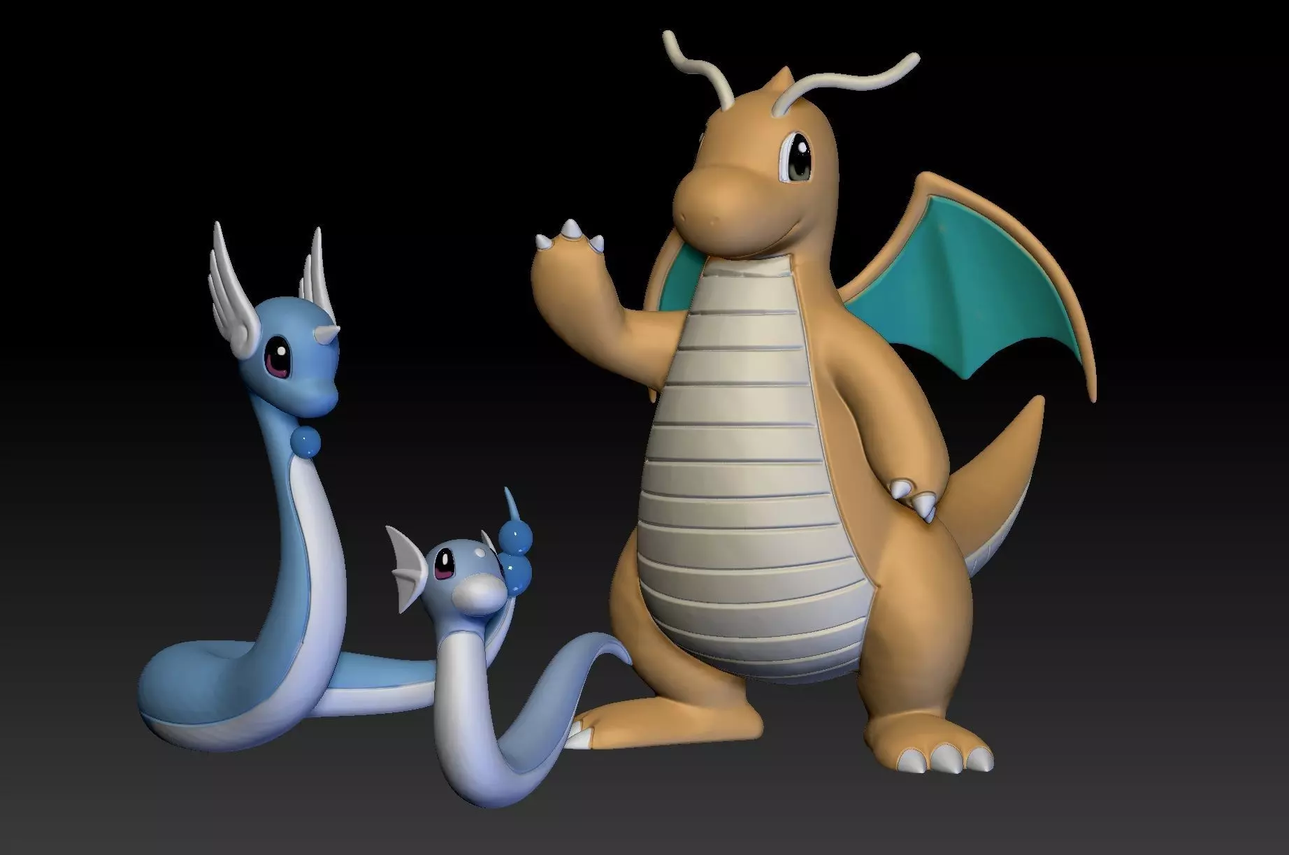 Pokemon Dratini Dragonair Dragonite 3D print model_0