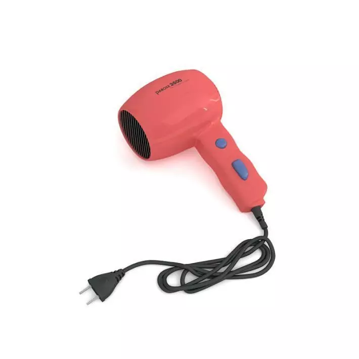Red Hair Dryer With Blue Buttons 3D model_0