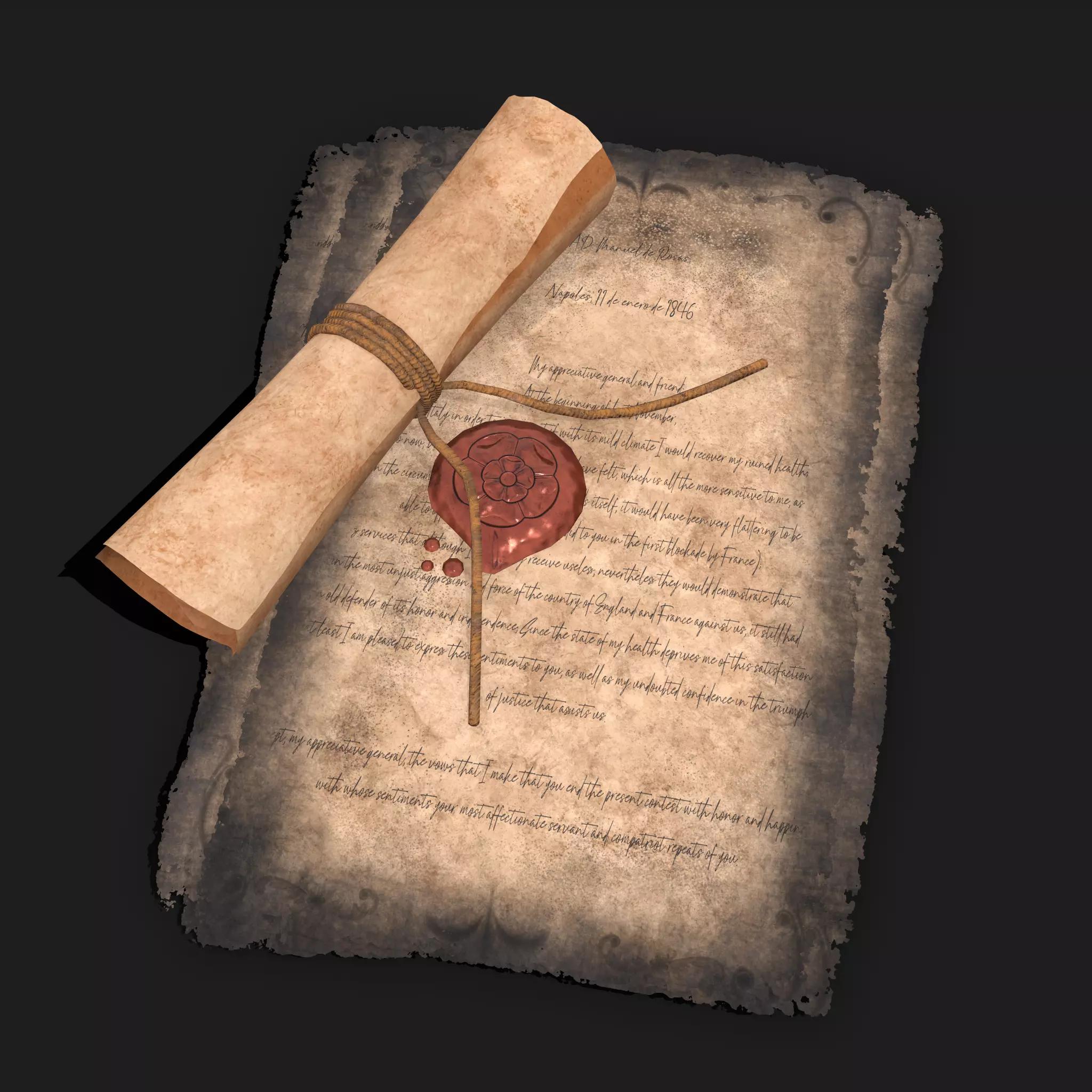 Medieval Elegant Papers Low-poly 3D model_0