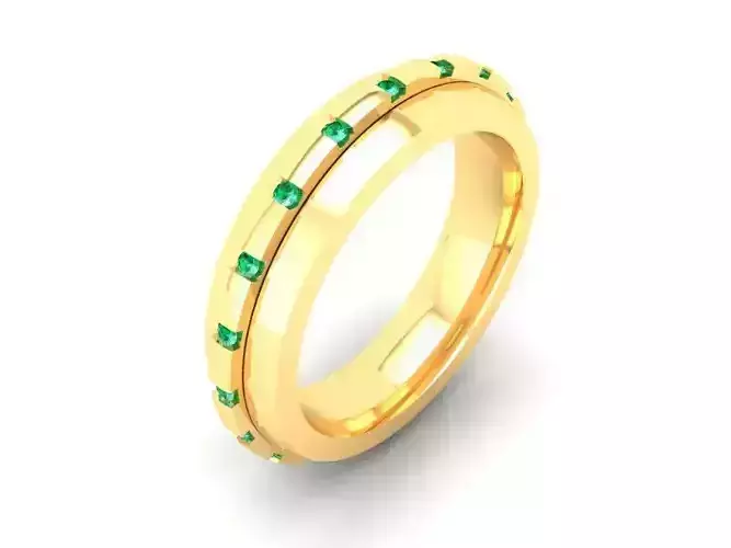 Classic Gold Wedding Band with Gemstone Accents 524