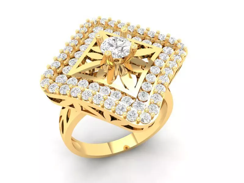 Luxury Square Halo Diamond Ring for Women 540 3D print model