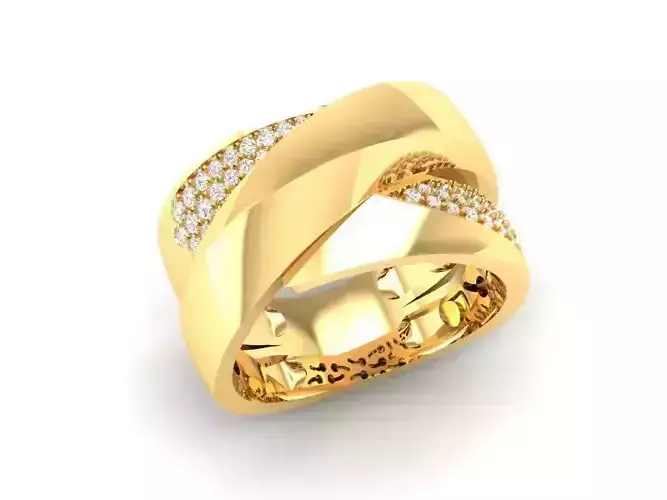 Twisted Overlap Diamond Band Ring 3D Model  546