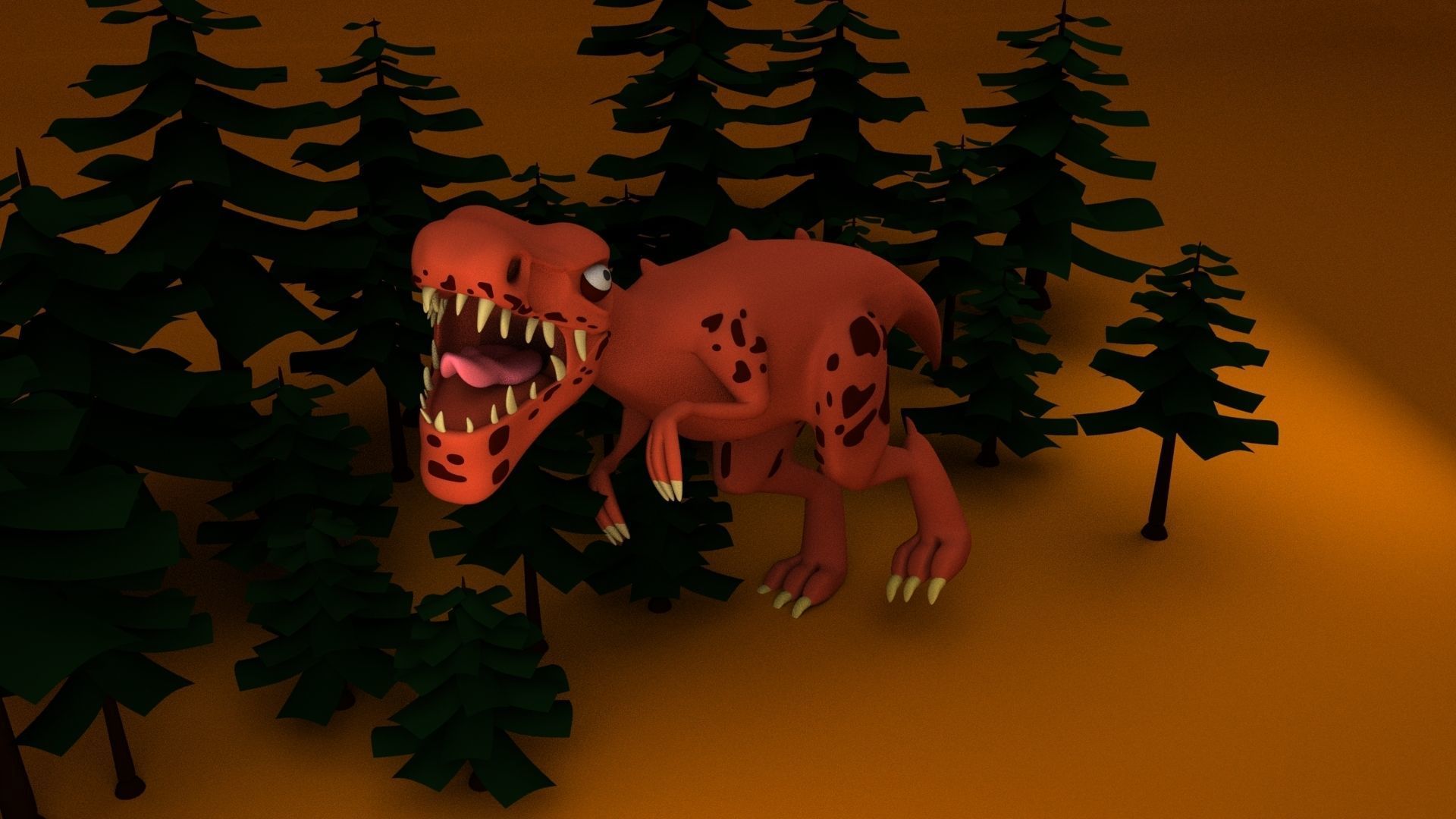 Dinasour Low Poly animated t - rex 3D model_3
