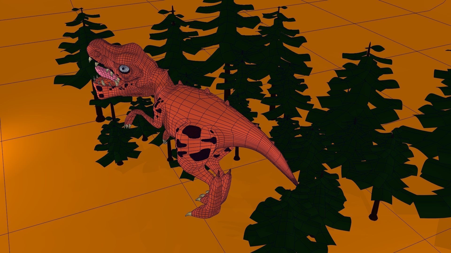 Dinasour Low Poly animated t - rex 3D model_4