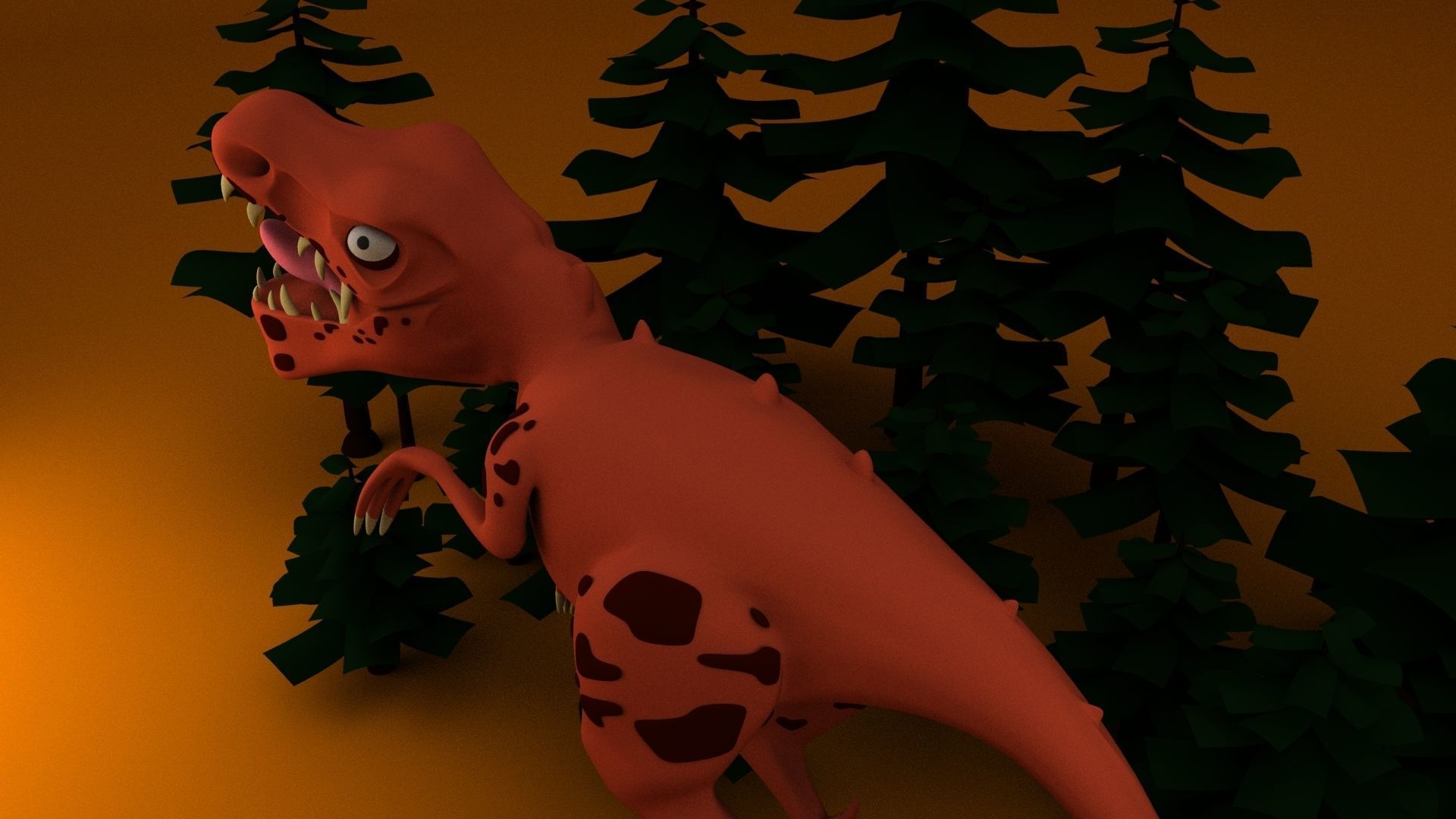 Dinasour Low Poly animated t - rex 3D model_1