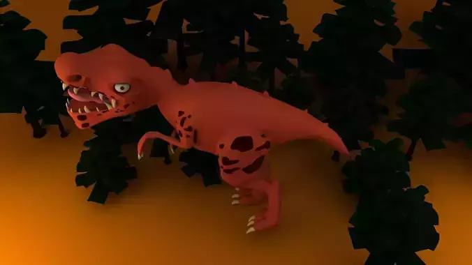 Dinasour Low Poly animated t - rex