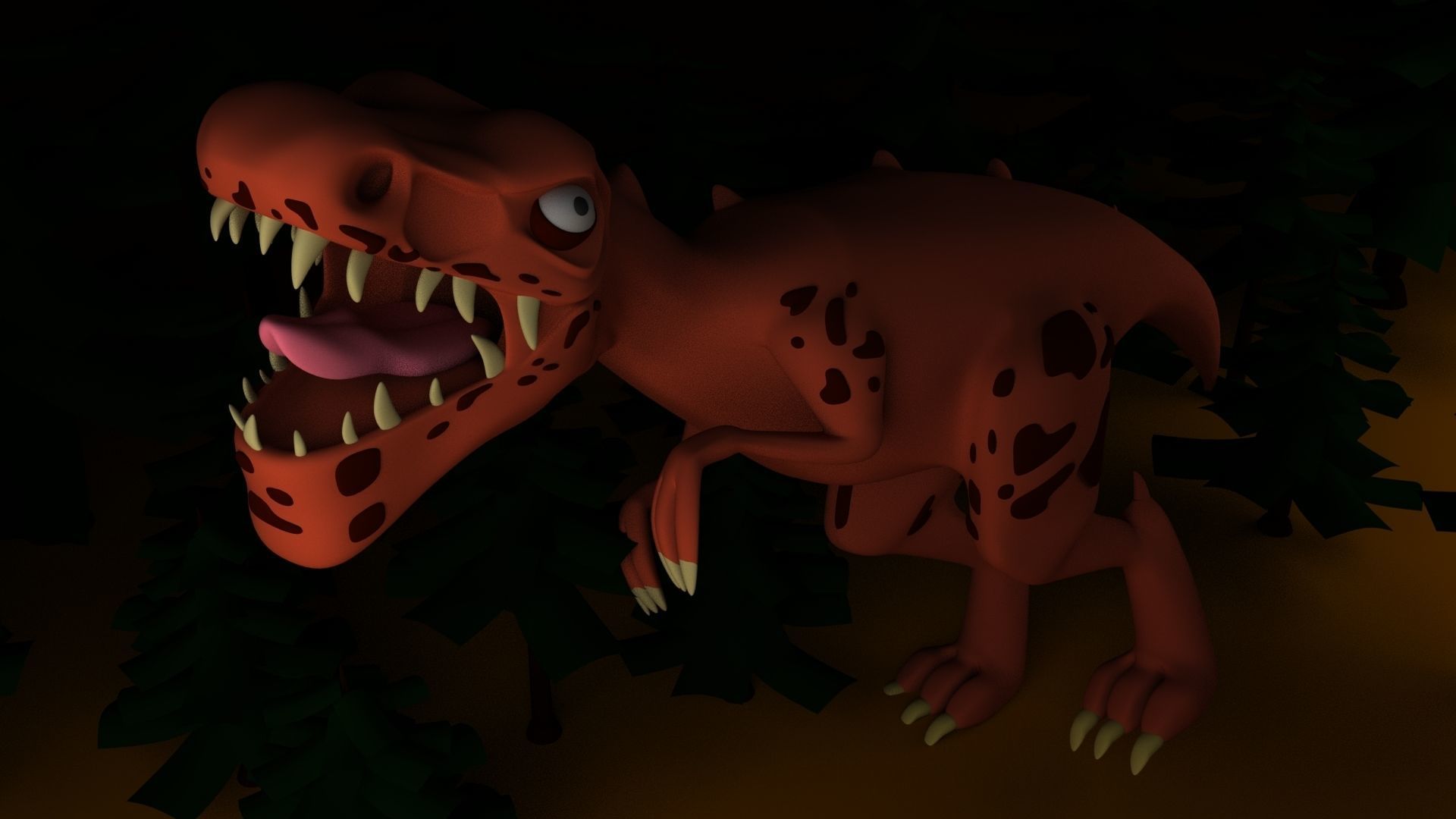Dinasour Low Poly animated t - rex 3D model_6