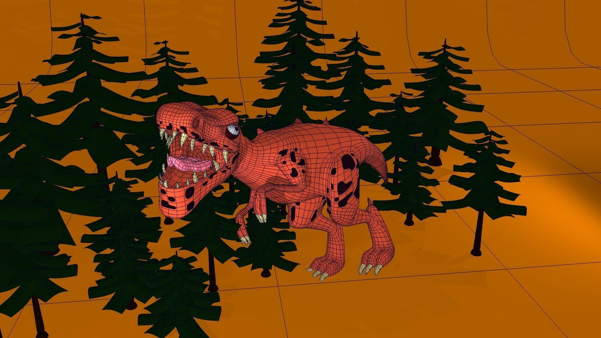 Dinasour Low Poly animated t - rex 3D model_5