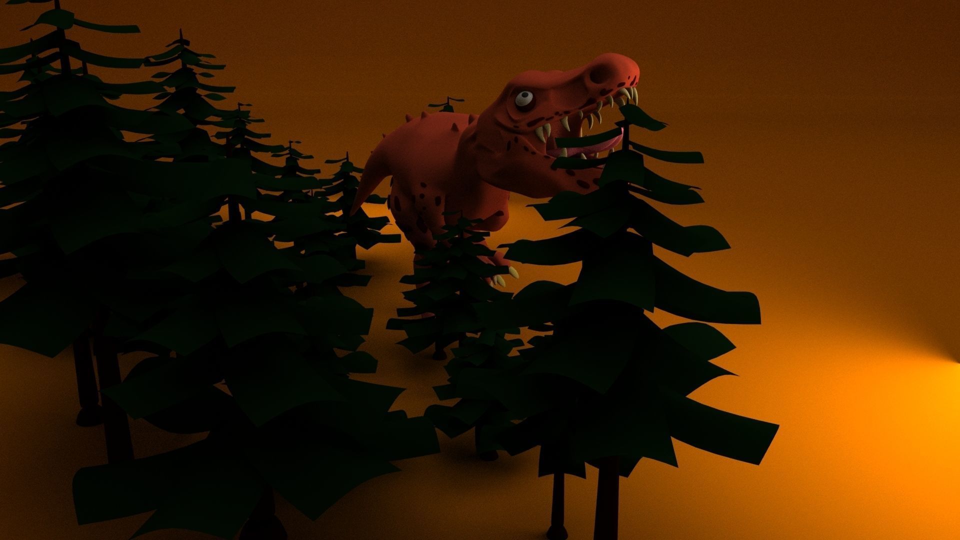 Dinasour Low Poly animated t - rex 3D model_2