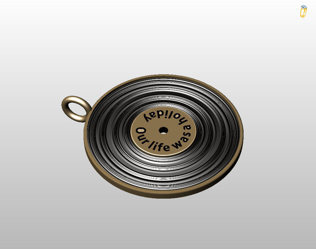 Pedant music record 3D print model_2