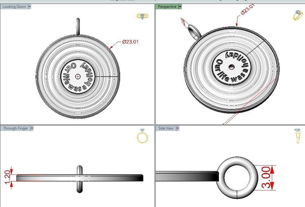 Pedant music record 3D print model_1