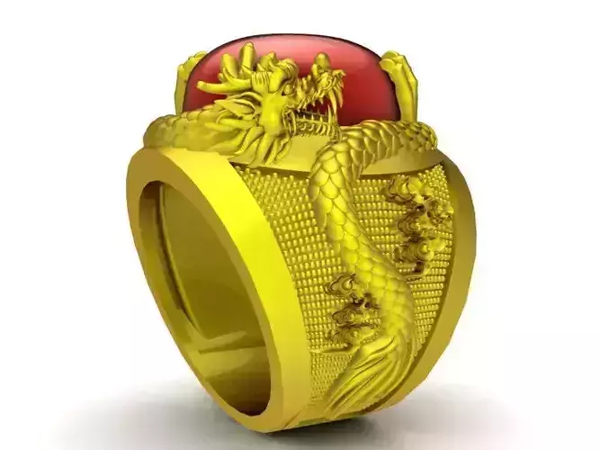 fengshui dragon ring with oval ruby for men 560