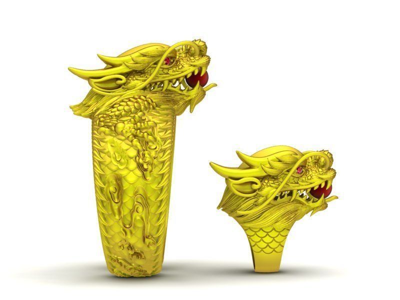 set dragon ring and bangle 562 3D print model_1