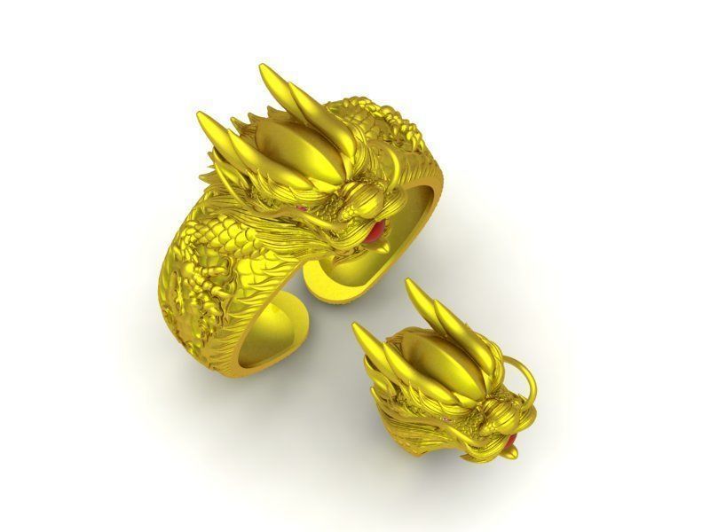 set dragon ring and bangle 562 3D print model_2