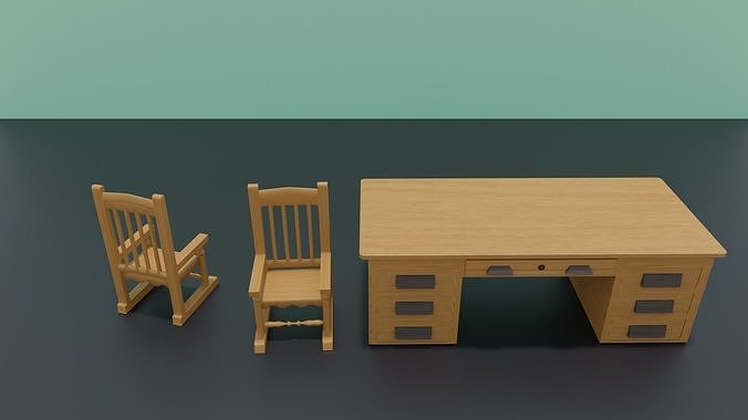 DESK AND CHAIR 3D model 3D print model