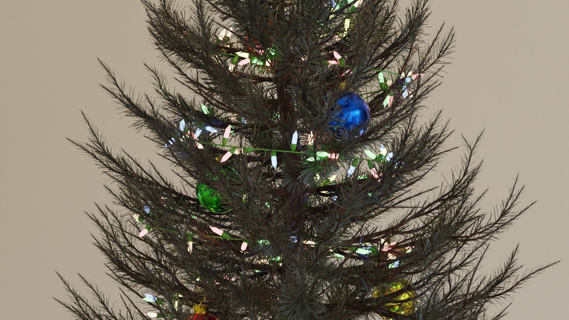 Christmas tree with Ornament and String Light 3D model_2