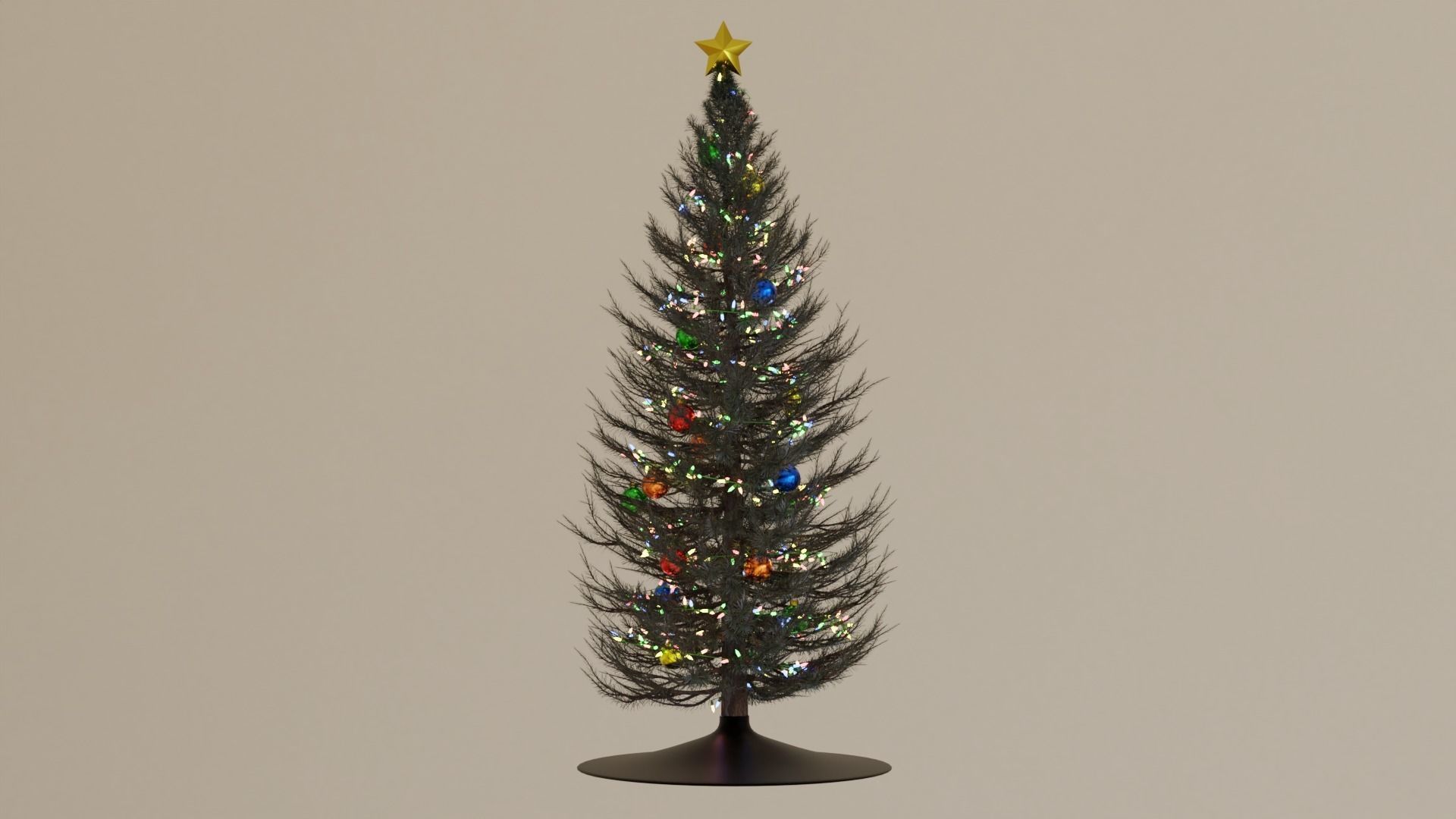 Christmas tree with Ornament and String Light 3D model_4