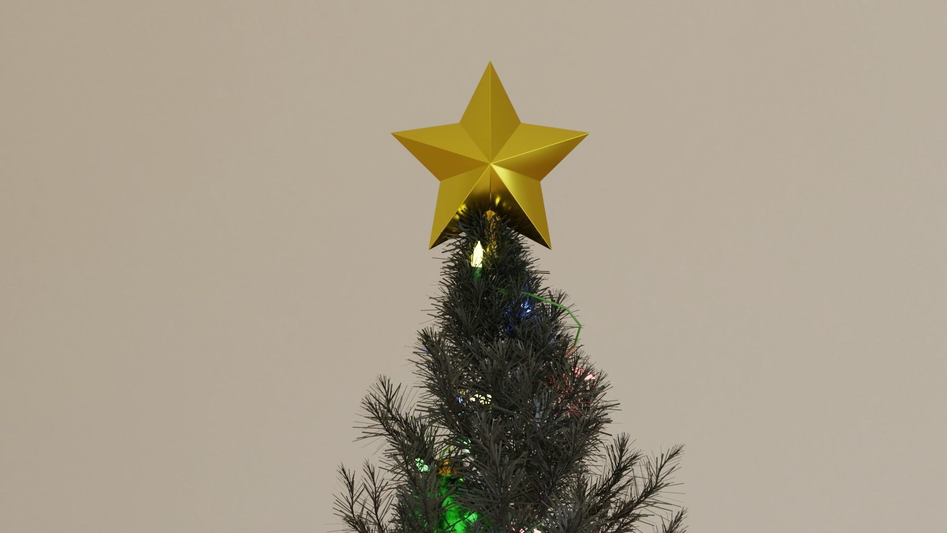 Christmas tree with Ornament and String Light 3D model_1