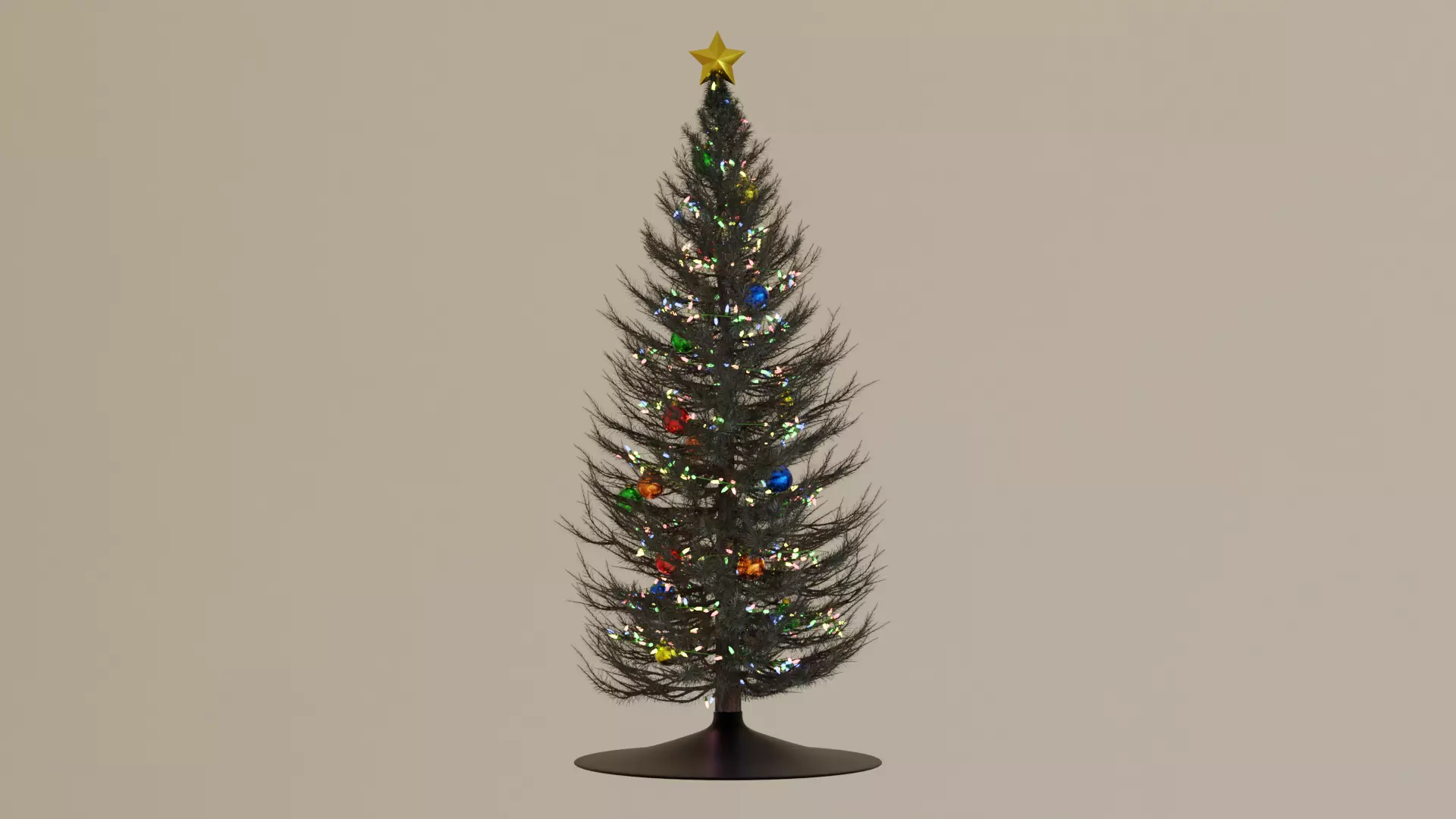 Christmas tree with Ornament and String Light 3D model_0