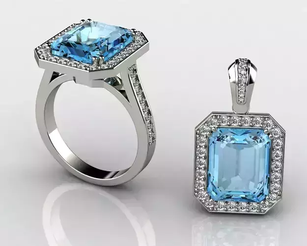 Blue Topaz and Diamond Ring in 18k White Gold