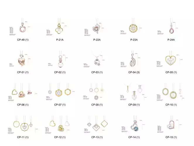 50 PENDANTS CAD STL 3DM RENDERING 4 VIEW IMAGE DETAILS