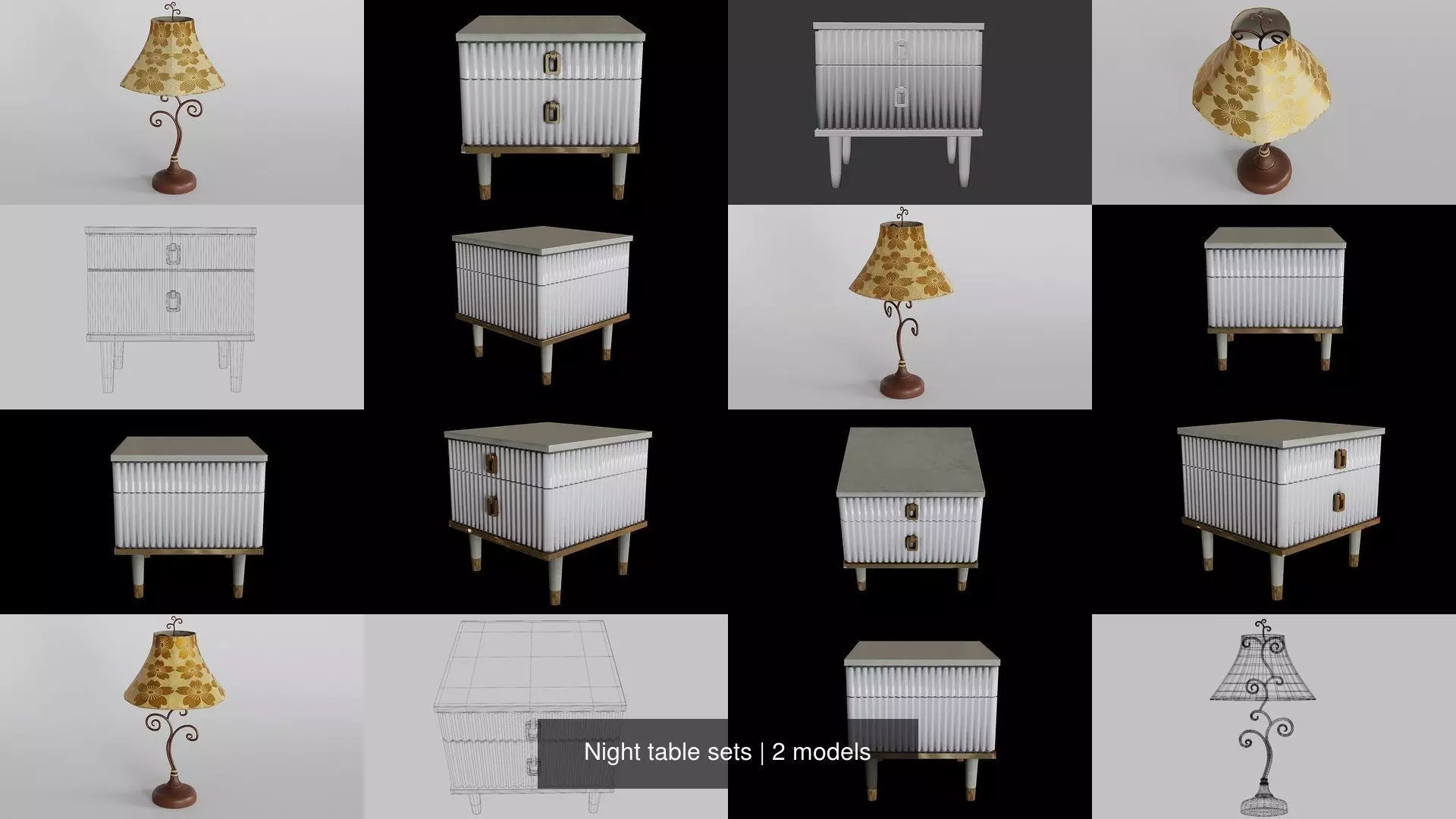 Night table sets 3D Model Collection_1