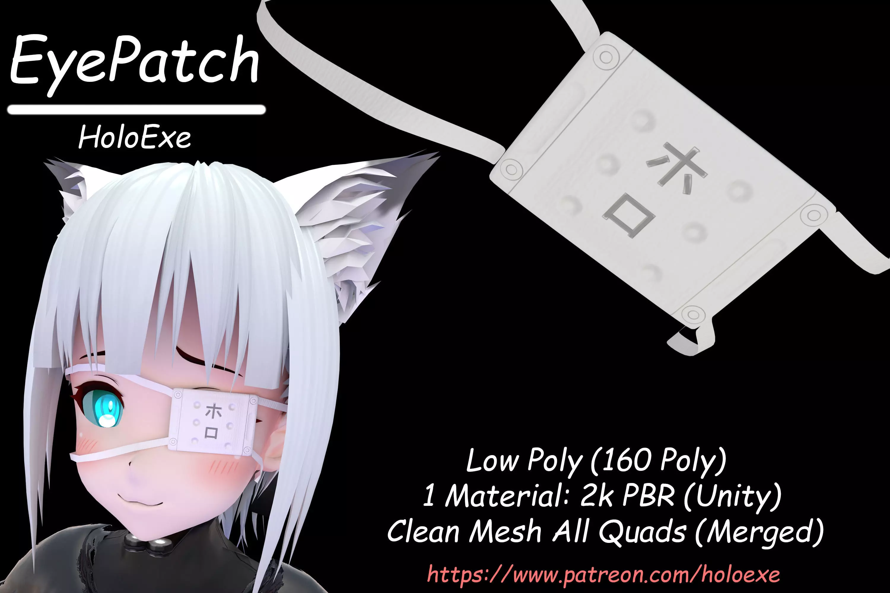 Anime Eye Patch Low-poly 3D model