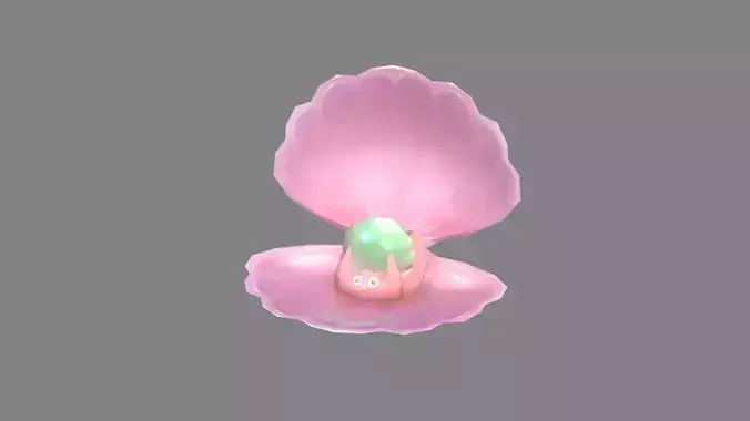 Cartoon Pearl - Pink  Shell - Clam Low-poly 3D model