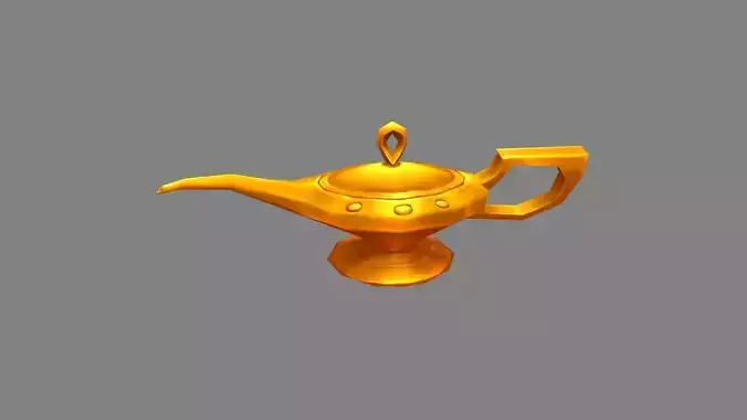 Cartoon magic lamp - bronze kettle - teapot Low-poly 3D model