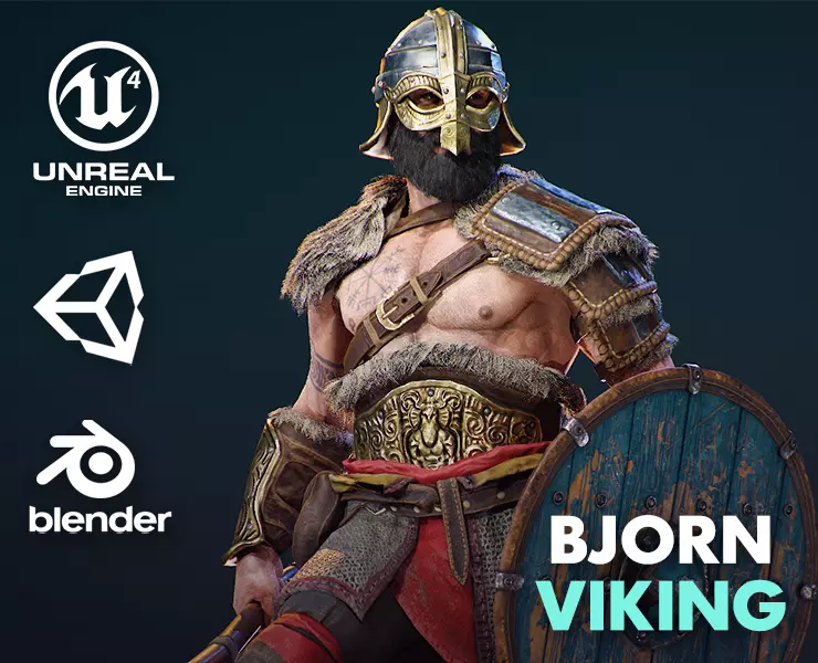 Bjorn Viking Low-poly 3D model_0