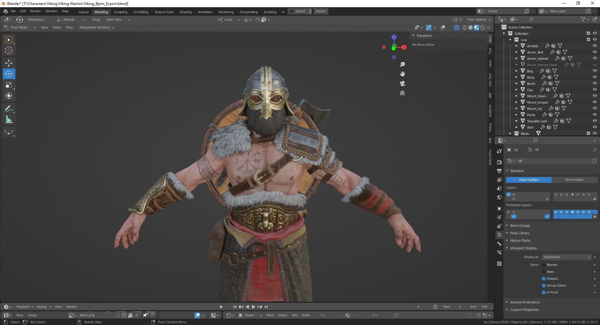 Bjorn Viking Low-poly 3D model_32