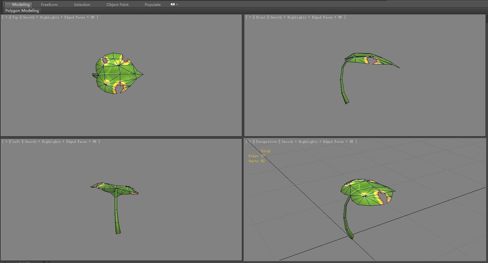 Cartoon withered leaf       Low-poly 3D model_4