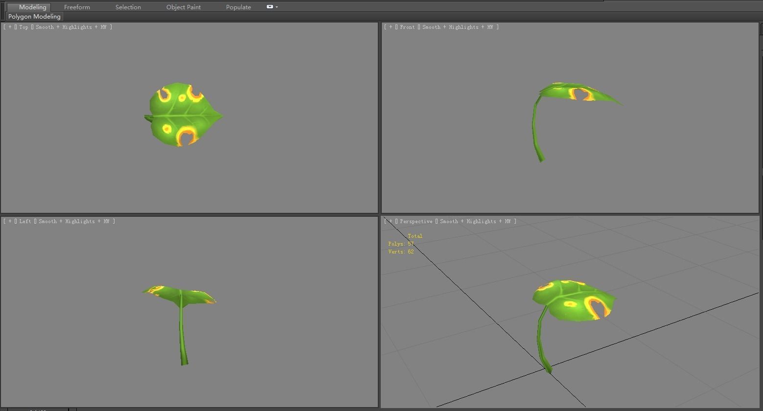 Cartoon withered leaf       Low-poly 3D model_3