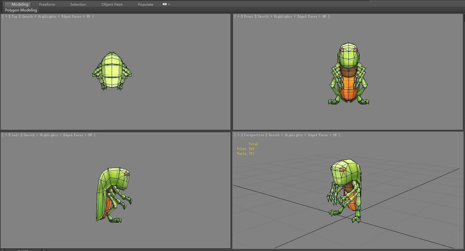 Cartoon grasshopper Low-poly 3D model_5