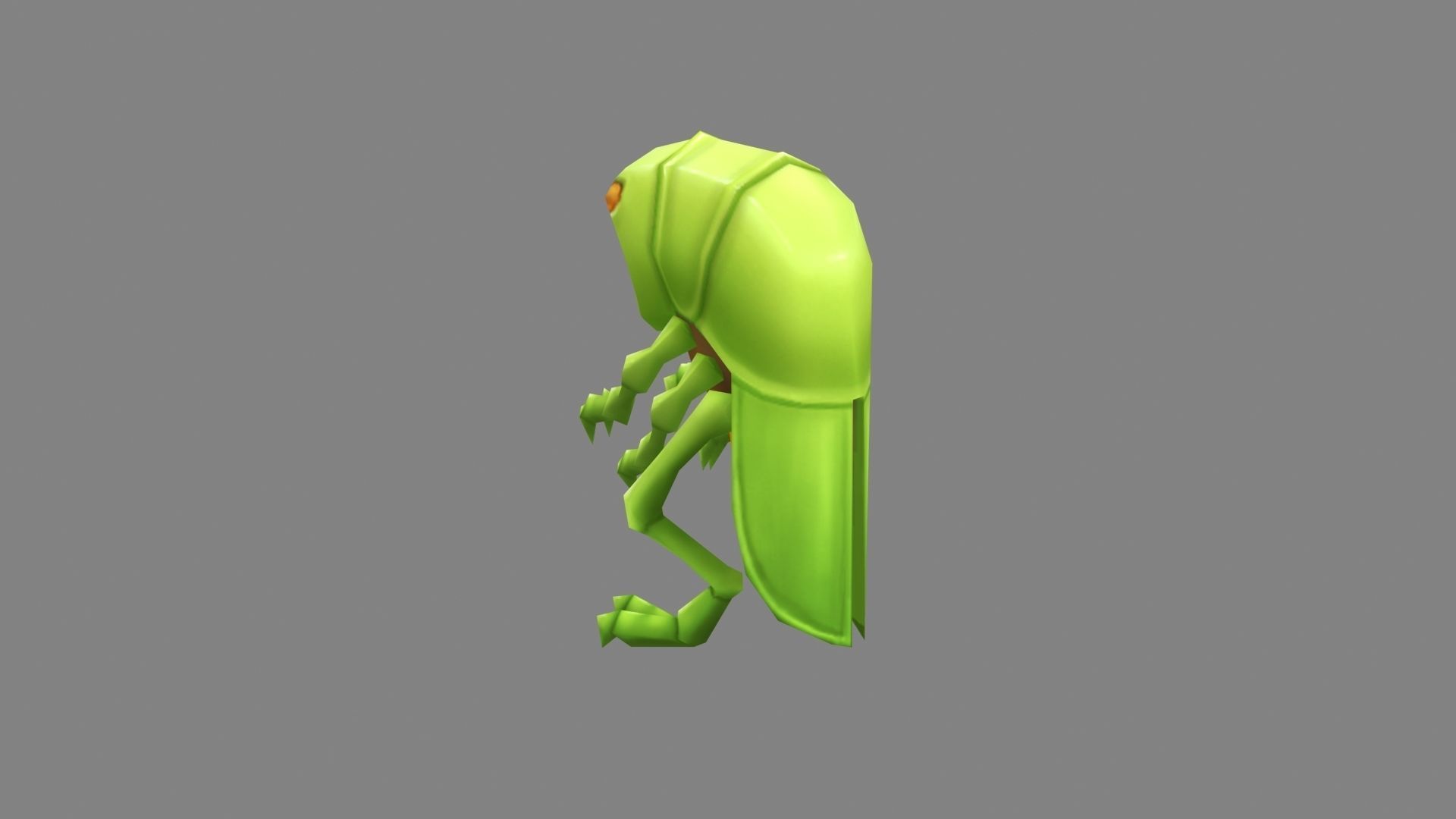 Cartoon grasshopper Low-poly 3D model_2