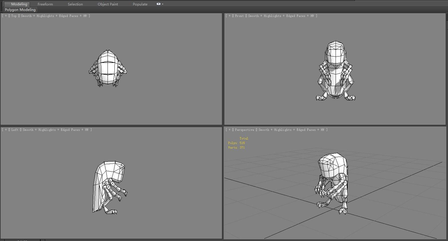 Cartoon grasshopper Low-poly 3D model_6