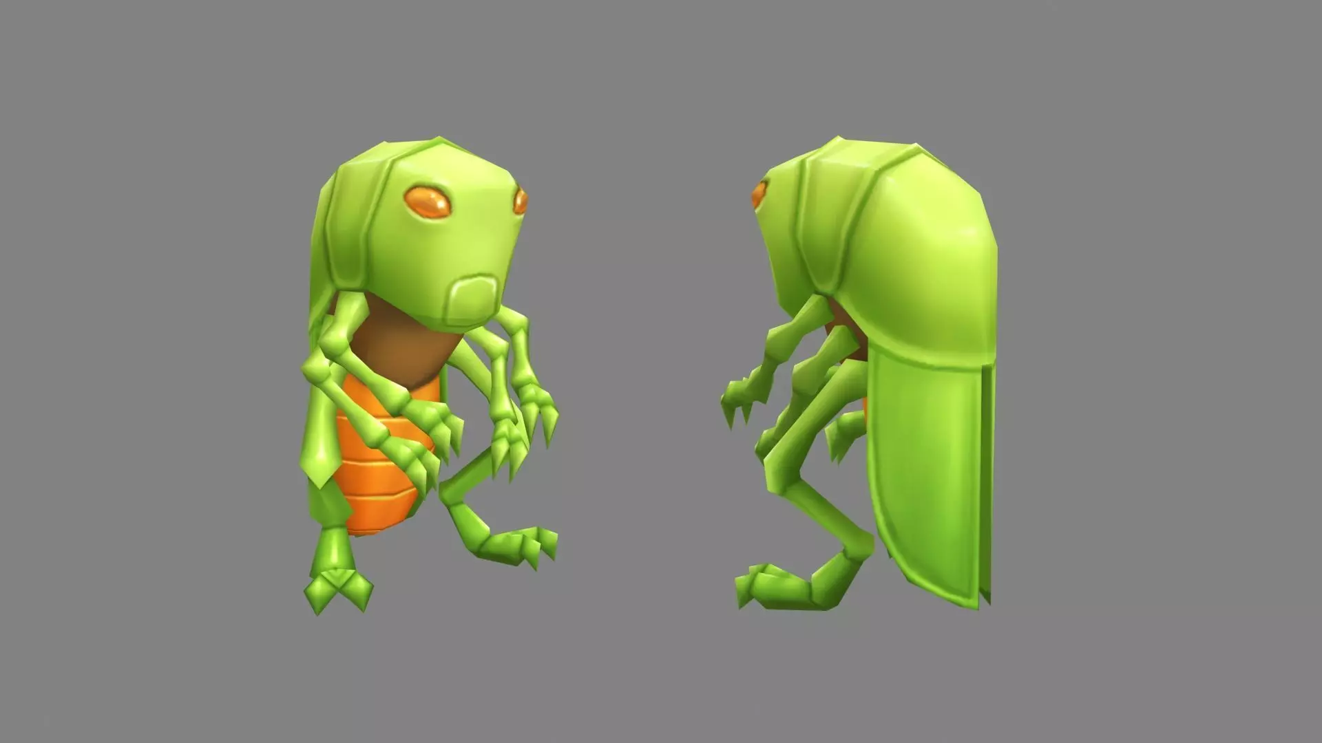 Cartoon grasshopper Low-poly 3D model_0