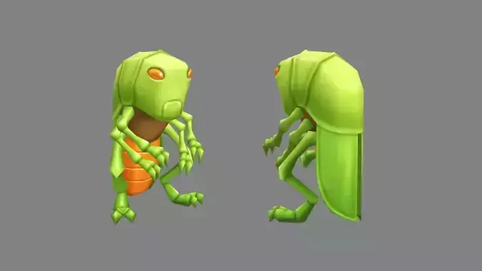 Cartoon grasshopper Low-poly 3D model