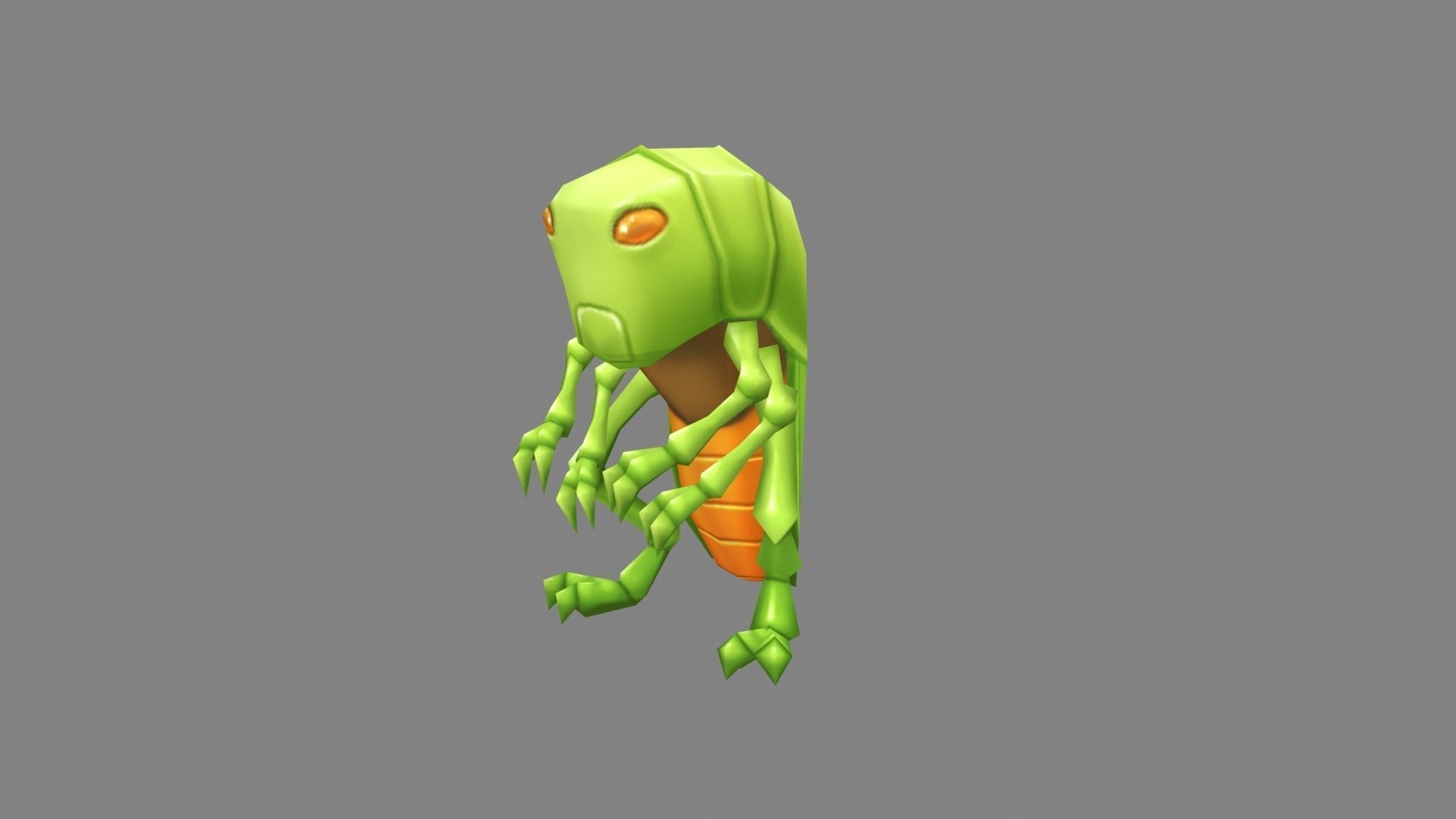 Cartoon grasshopper Low-poly 3D model_1