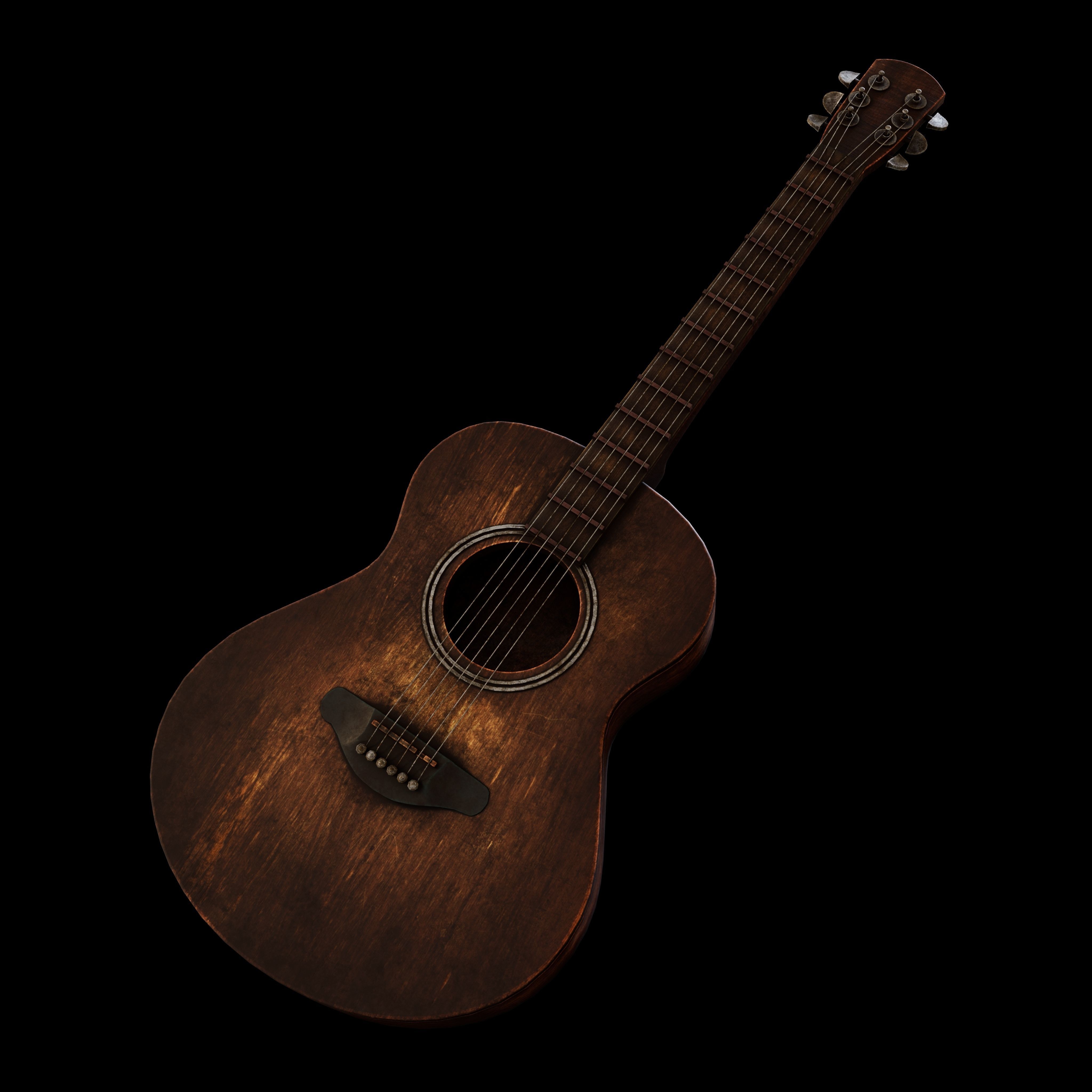 Guitar and chair Textured Model 3D model_10